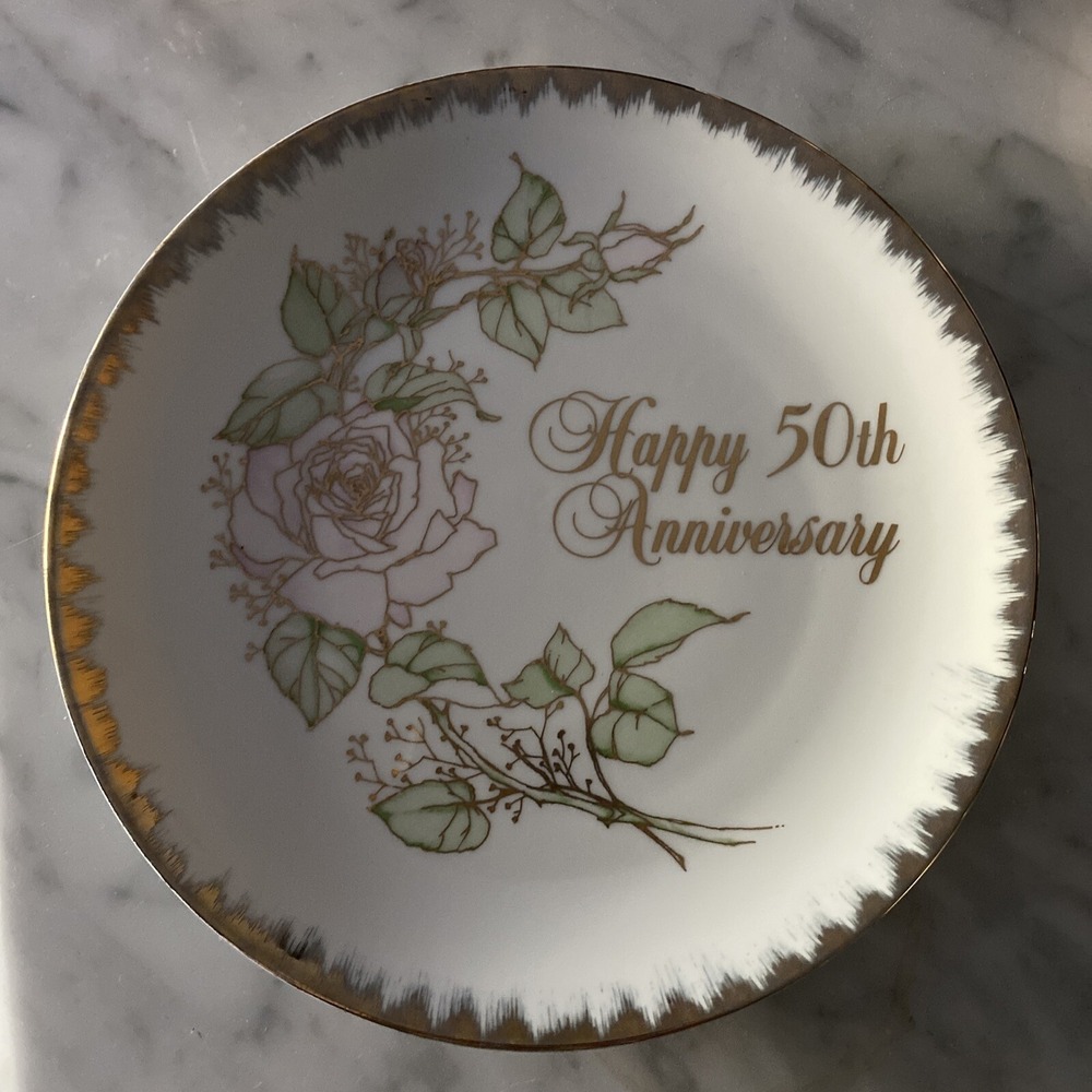 Vintage 1983 Enesco 50th Anniversary Plate 8.5" EUC